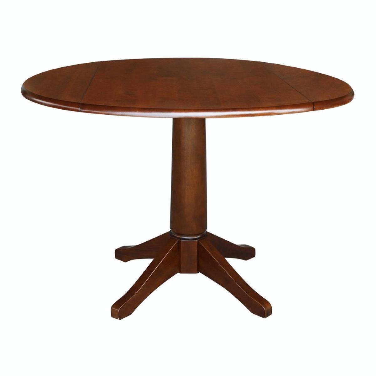 1a5bbf5d2fc23ca3121da70cabf954f9 Dining Essentials - 42" Drop Leaf Table Top w/30"H Transitional Pedestal in Espresso - Image 1