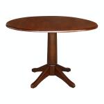 Dining Essentials - 42" Drop Leaf Table Top w/30"H Transitional Pedestal in Espresso
