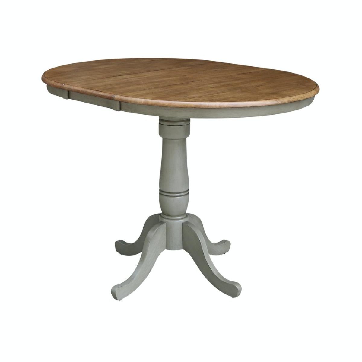 Dining Essentials - 36" Extension Table Top w/36" H Traditional Pedestal w/Extension in Hickory/Stone - Image 2