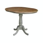 Dining Essentials - 36" Extension Table Top w/36" H Traditional Pedestal w/Extension in Hickory/Stone