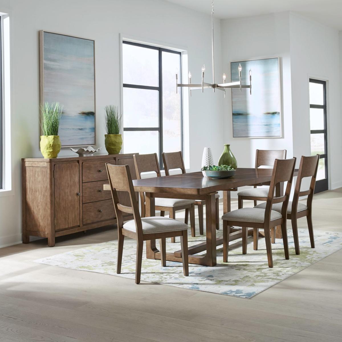 7 Piece Trestle Table Set - Image 2