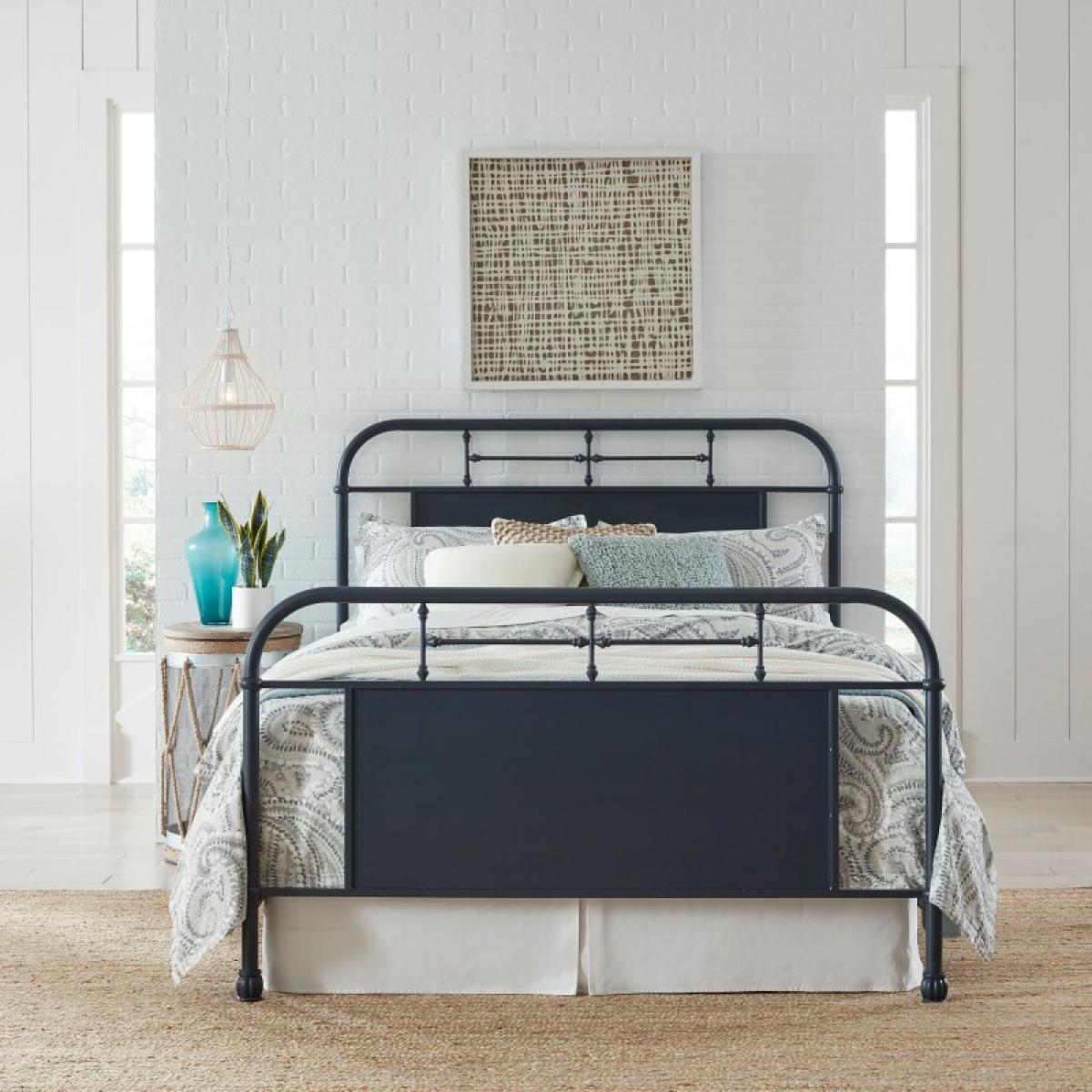 Vintage Series Queen Metal Bed- Navy - Image 2