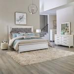 King Uph Bed, Dresser & Mirror, Chest