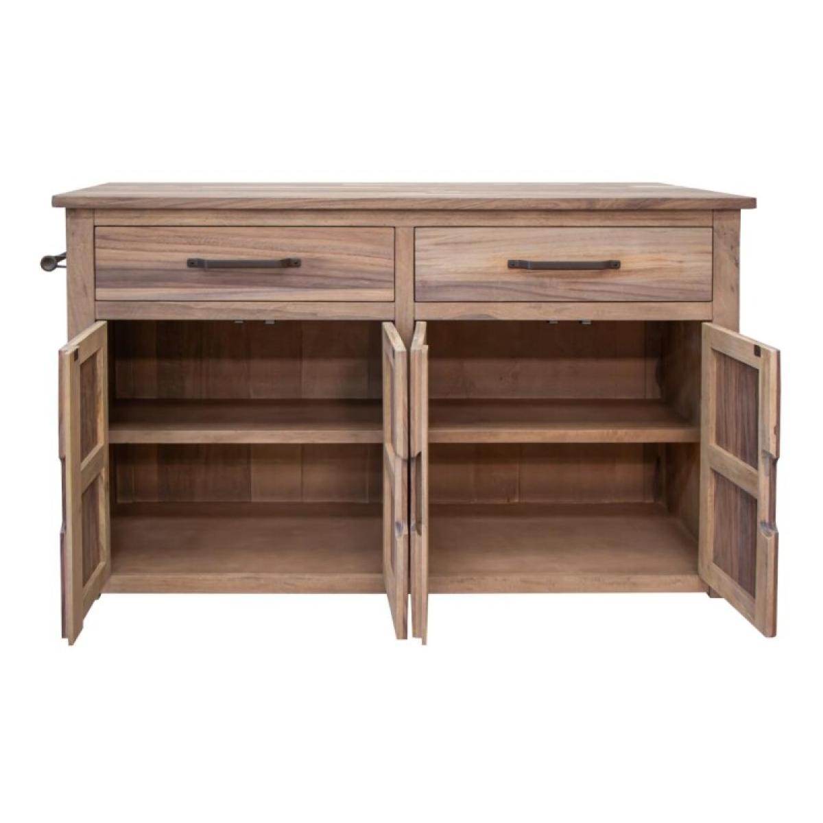 Natural Parota 4 Door 2 Drawer Kitchen Island - Image 4