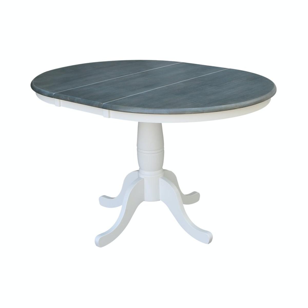 1d93aad361391d39e1ff7f59b47e5eb6 36" Extension Table Top w/ 30"H Traditional Pedestal in Heather Gray & White - Image 1