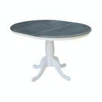 36" Extension Table Top w/ 30"H Traditional Pedestal in Heather Gray & White