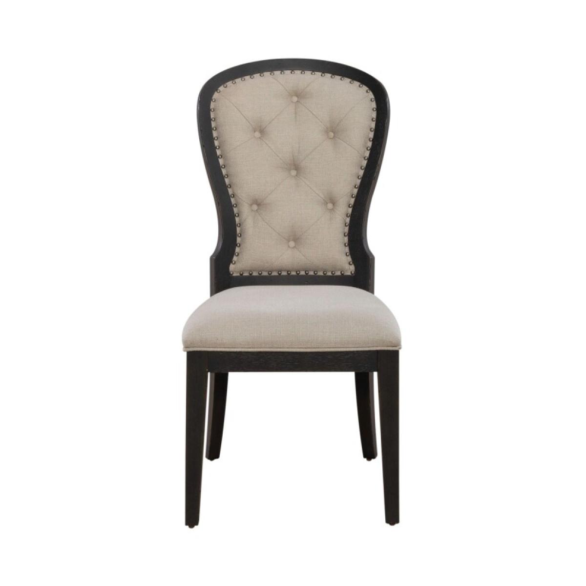 Americana Farmhouse Uph Tufted Back Side Chair - Black - Image 4