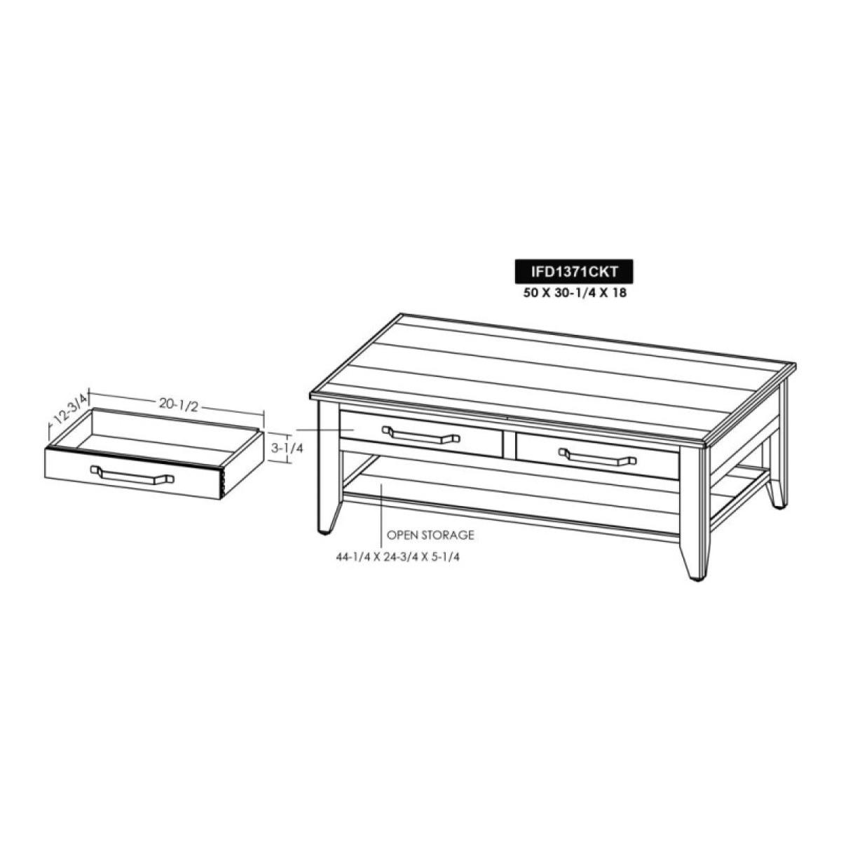 4 Drawer, 1 Shelf Cocktail Table - Teak - Image 8