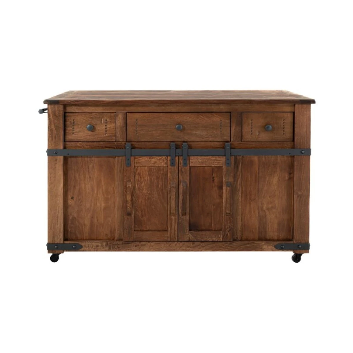 Parota 3 Drawer 4 Doors 2 Sliding Doors Wood Island - Image 2