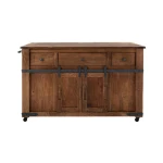 Parota 3 Drawer 4 Doors 2 Sliding Doors Wood Island - Image 2