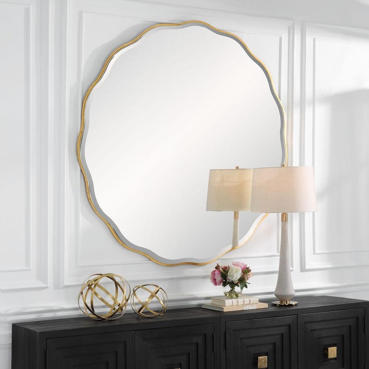 Aneta Large Round Mirror, Gold - Image 5