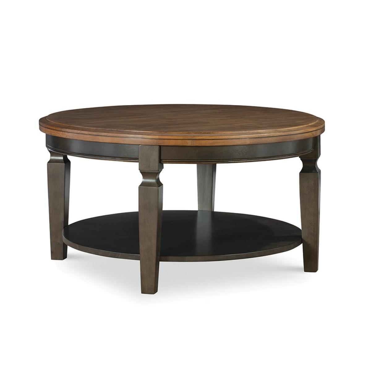 Home Accents - Vista Round Coffee Table in Hickory & Coal - Image 2