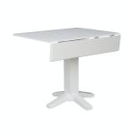 Dining Essentials - Square Drop Leaf Pedestal Table in Pure White