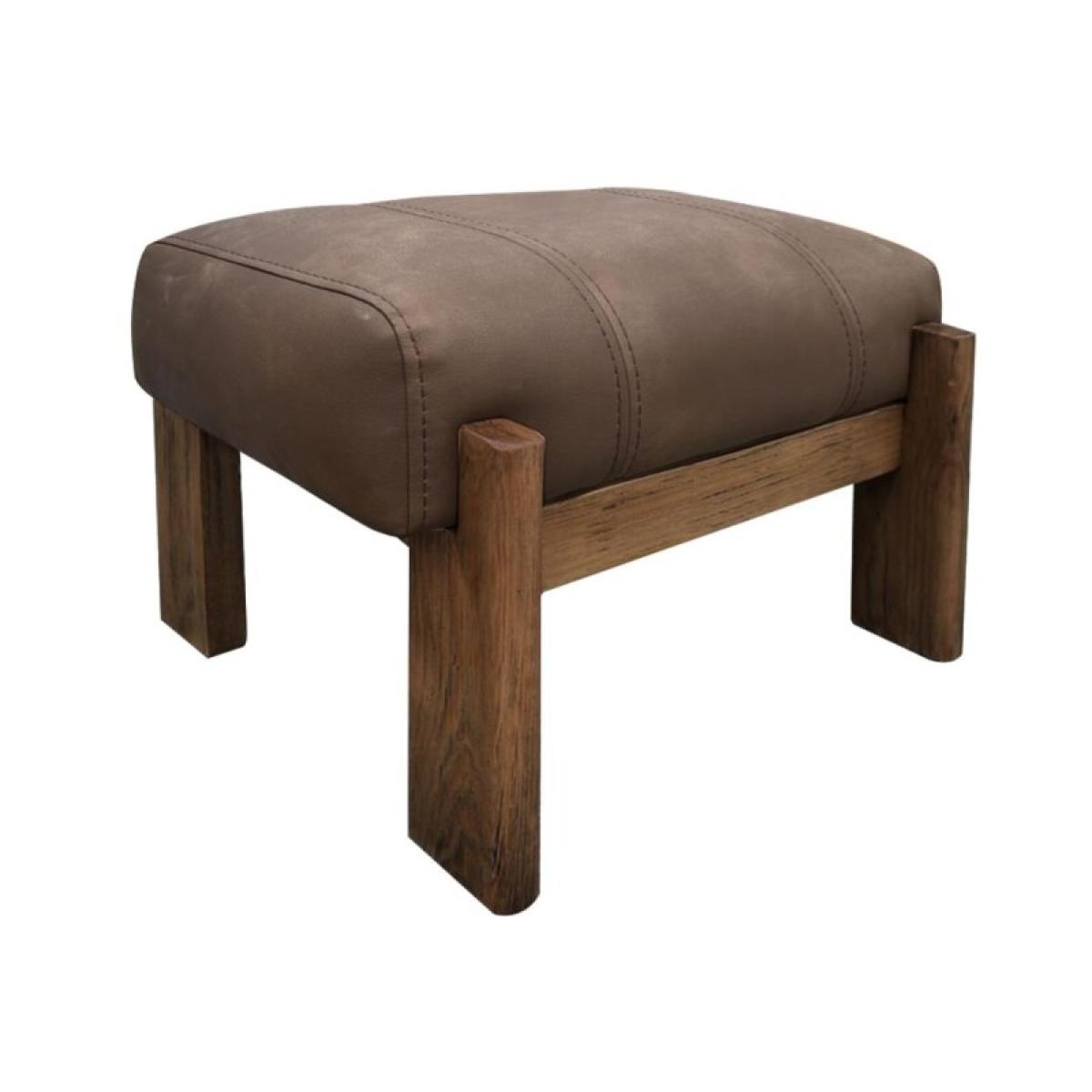 Wooden Frame & Base, Upholstered Seat Ottoman - Balam - Image 2