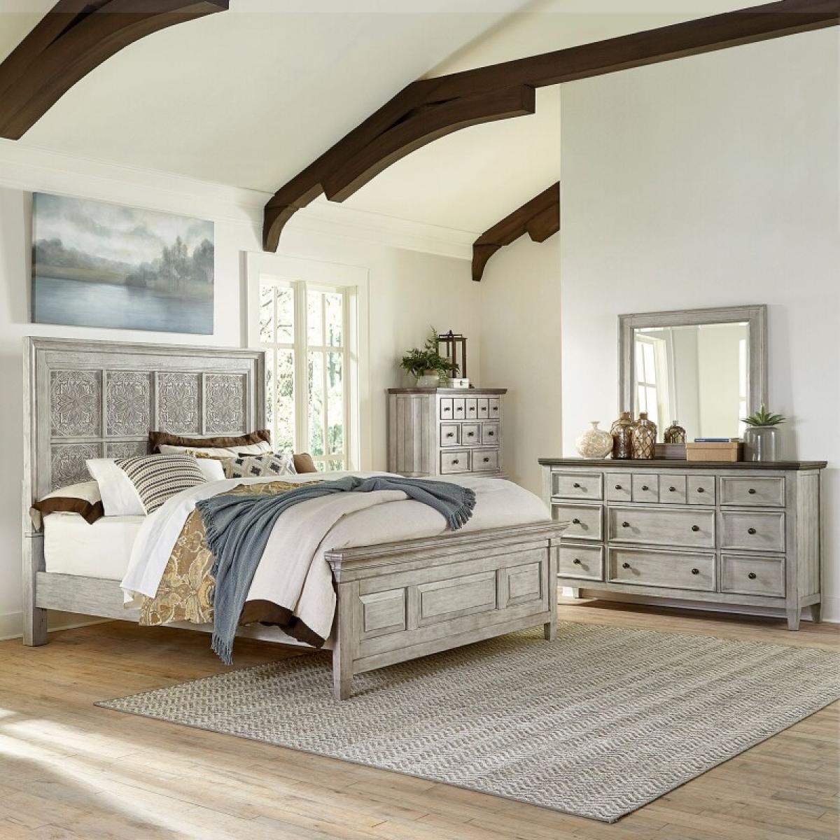 King Opt Panel Bed, Dresser & Mirror, Chest - Image 2