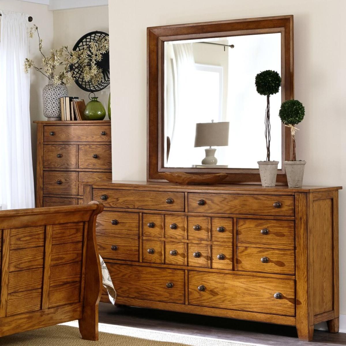 Grandpas Cabin Queen Sleigh Bed, Dresser & Mirror - Image 3