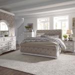 Magnolia Manor Queen Uph Sleigh Bed, Dresser & Mirror, Chest, Night Stand
