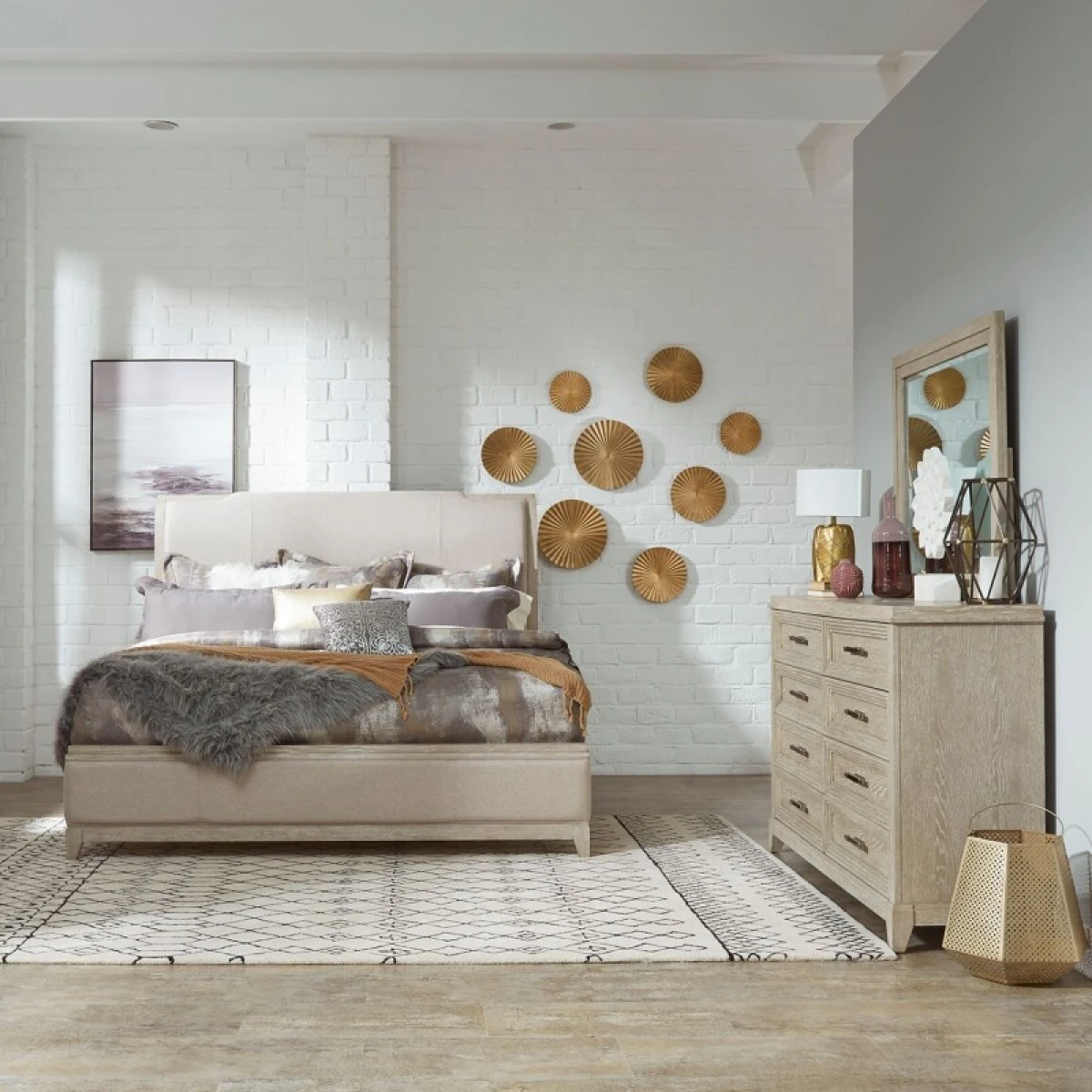 Belmar Queen Uph Bed, Dresser & Mirror - Image 2