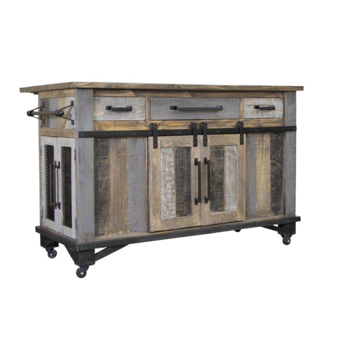 22a87989dada7b2081ca5b1ae2a0a1a0 3 Drawer 6 Doors Kitchen Island - Loft Brown - Image 1