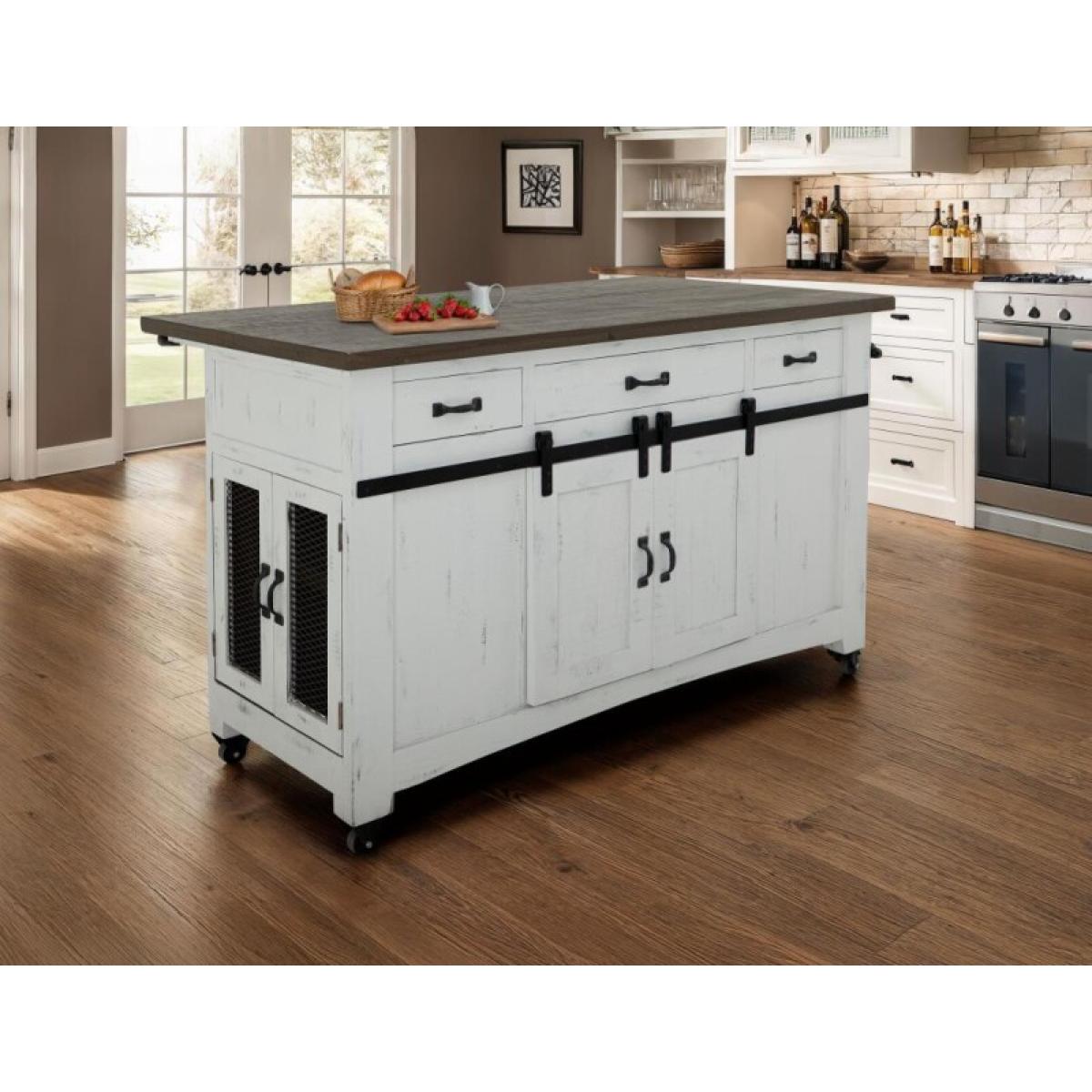 3 Drawer 2 Sliding Doors 4 Mesh Doors Wood Island - Pueblo - Image 7