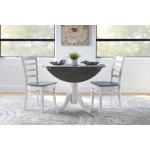 Dining Essentials -Round Drop Leaf Pedestal Table in Heather Gray & White - Image 3