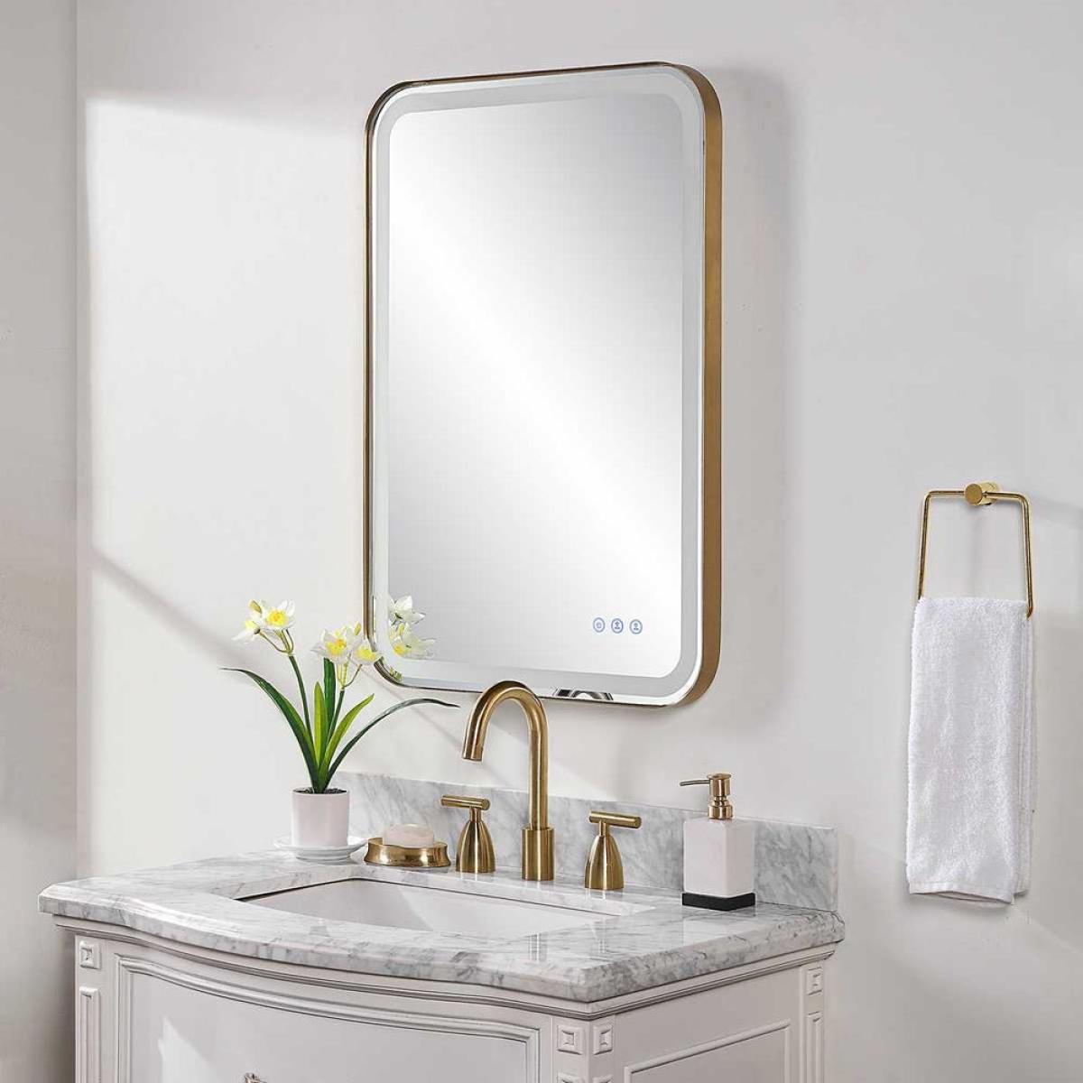 Crofton Lighted Vanity Mirror, Brass - Image 10