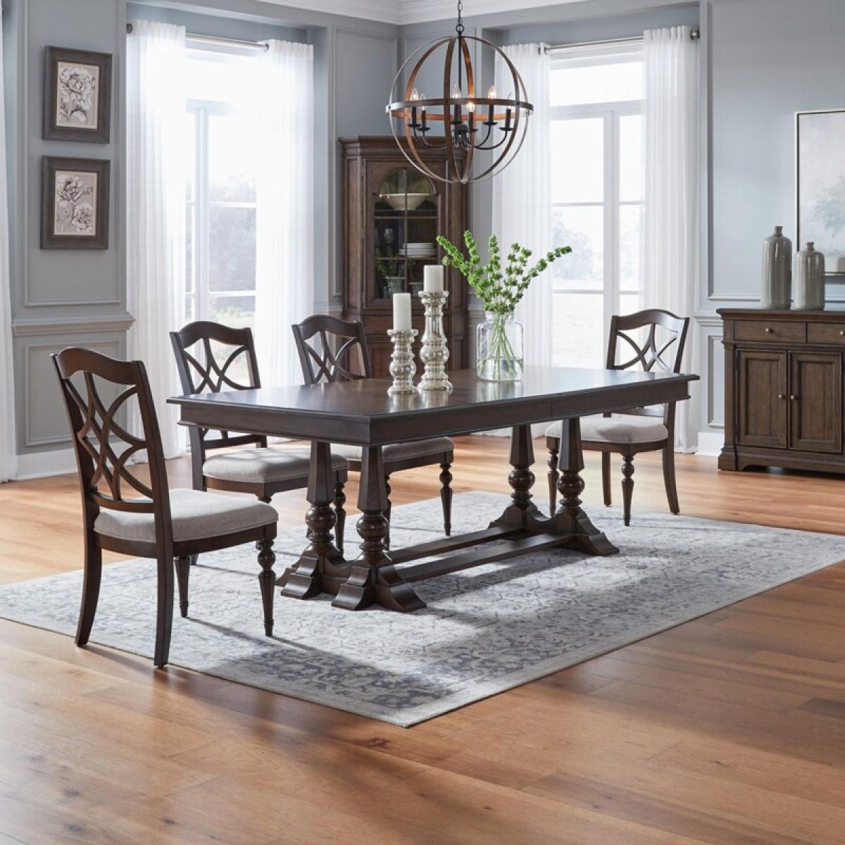 Arden Road 5 Piece Trestle Table Set - Image 2