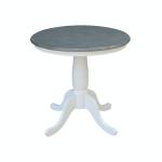 30'' Round Table Top w/ 30"H Traditional Pedestal in Heather Gray/White