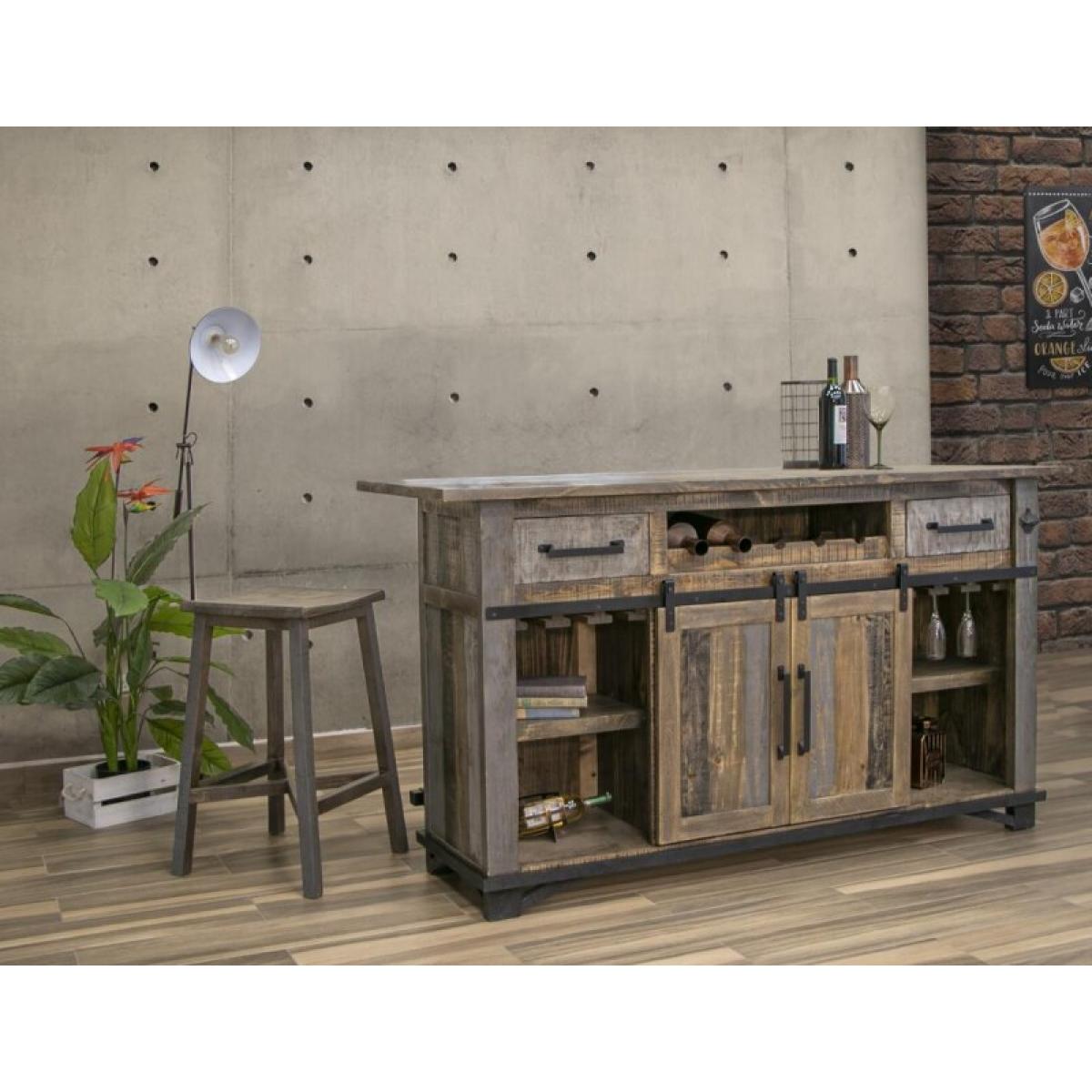 2 Drawer 2 Doors Bar - Loft Brown - Image 4