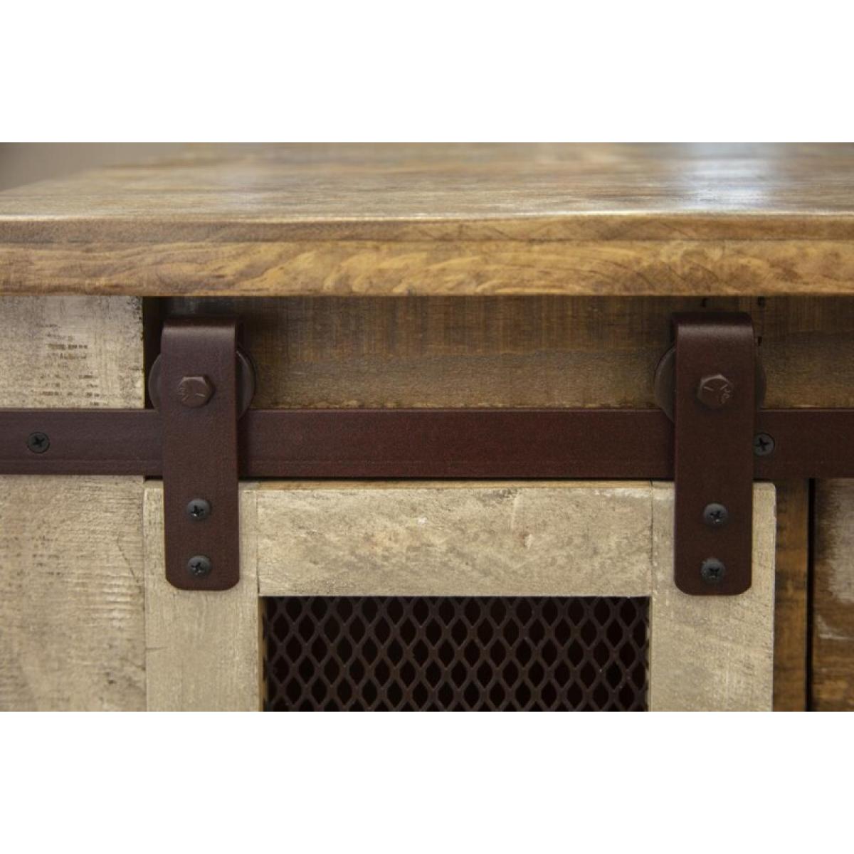 4 Drawer 2 Doors Sofa Table - Antique - Image 5