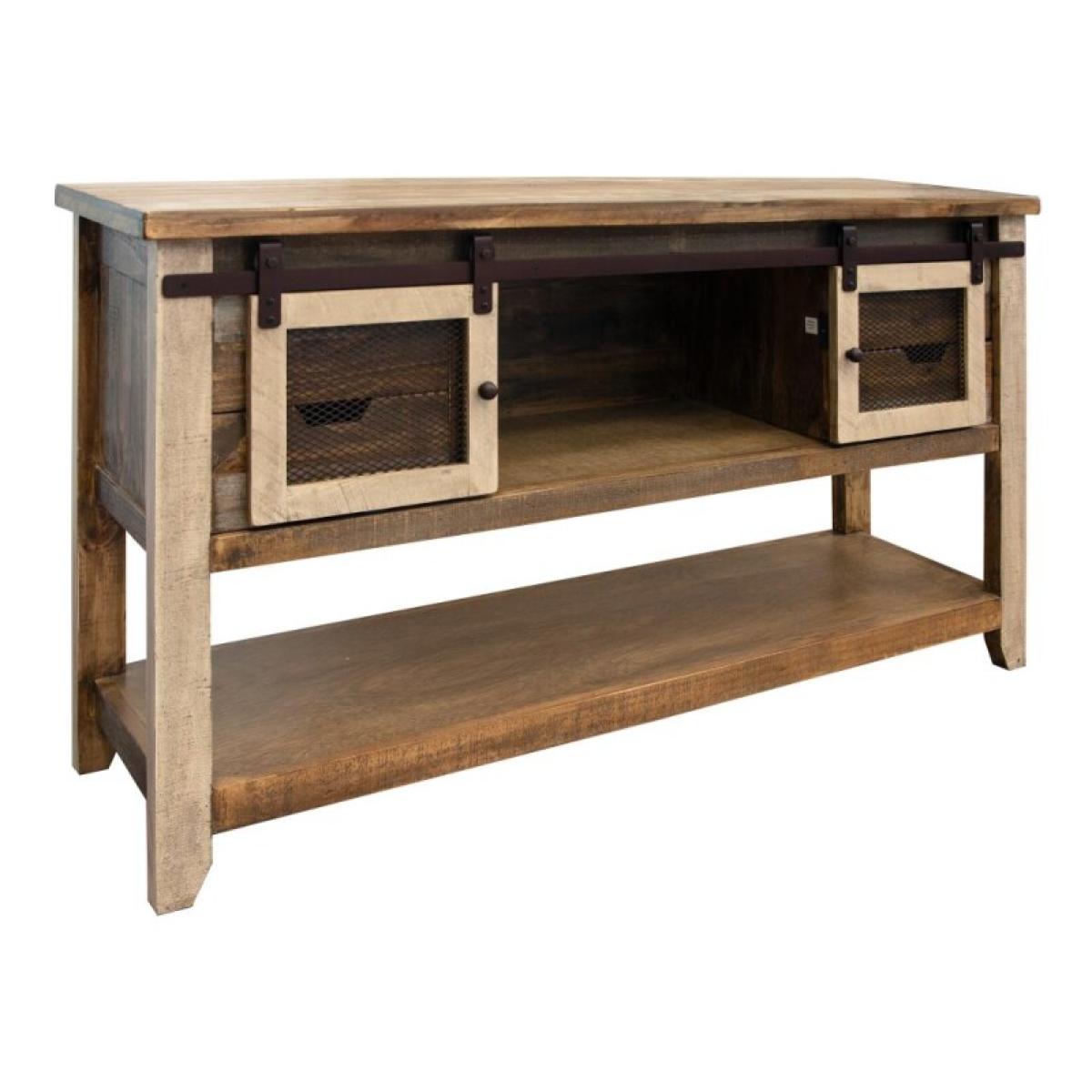 4 Drawer 2 Doors Sofa Table - Antique - Image 2