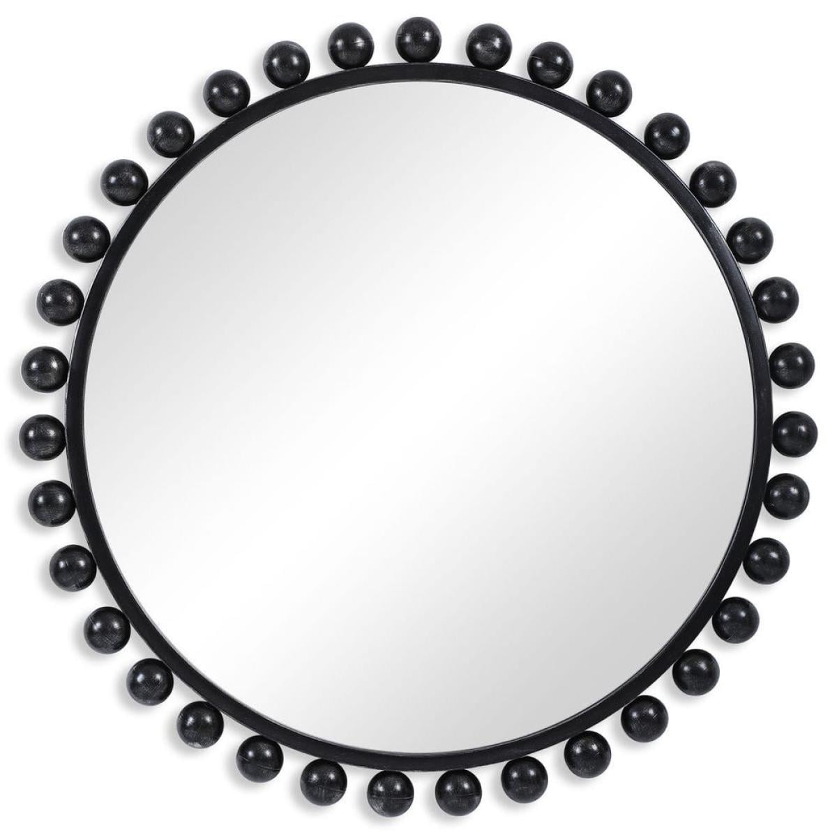 Cyra Round Mirror, Black - Image 2