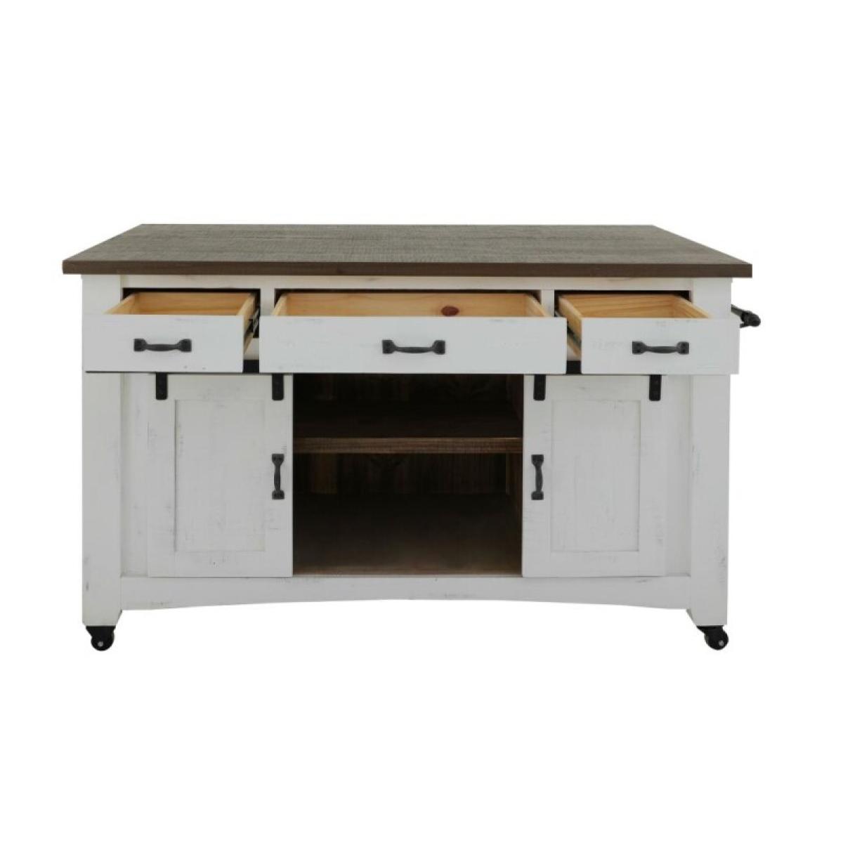 3 Drawer 2 Sliding Doors 4 Mesh Doors Wood Island - Pueblo - Image 6