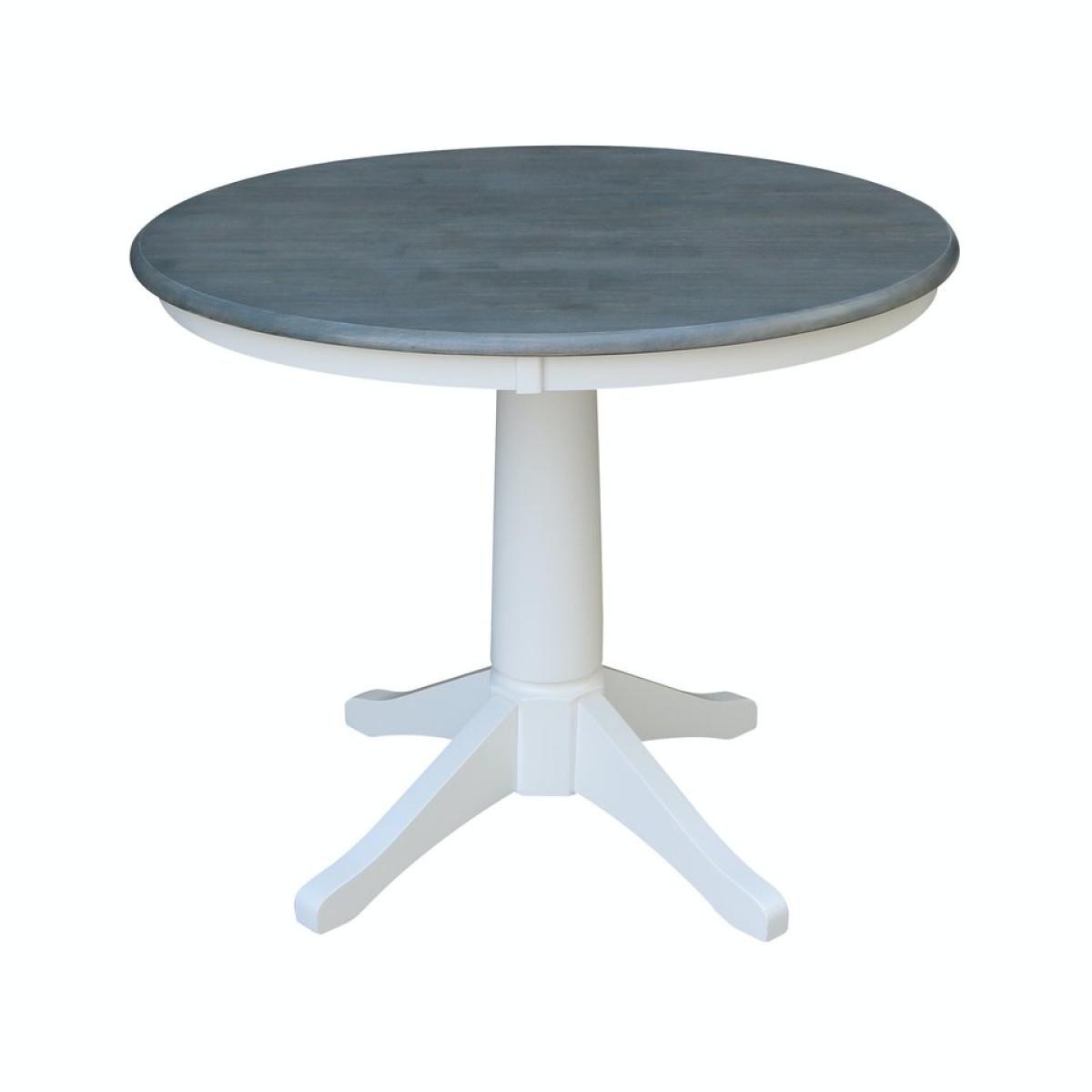 36'' Round Table Top w/ Transitional Pedestal in Heather Gray & White - Image 2