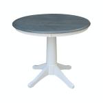 36'' Round Table Top w/ Transitional Pedestal in Heather Gray & White