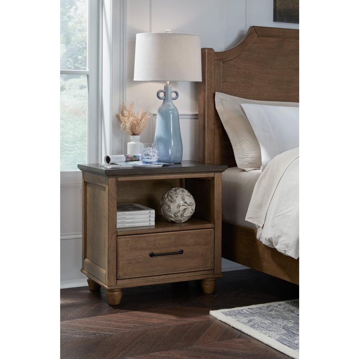 Vista Bedroom - 1 Drawer Nightstand in Hickory and Coal - Image 2