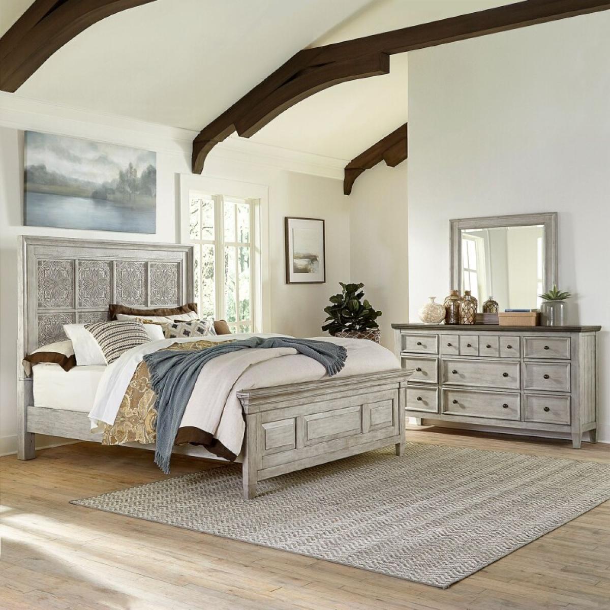 King Opt California Panel Bed, Dresser & Mirror - Image 2