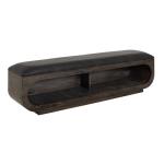 Wooden bench with a cushioned seat and open storage underneath - Balam