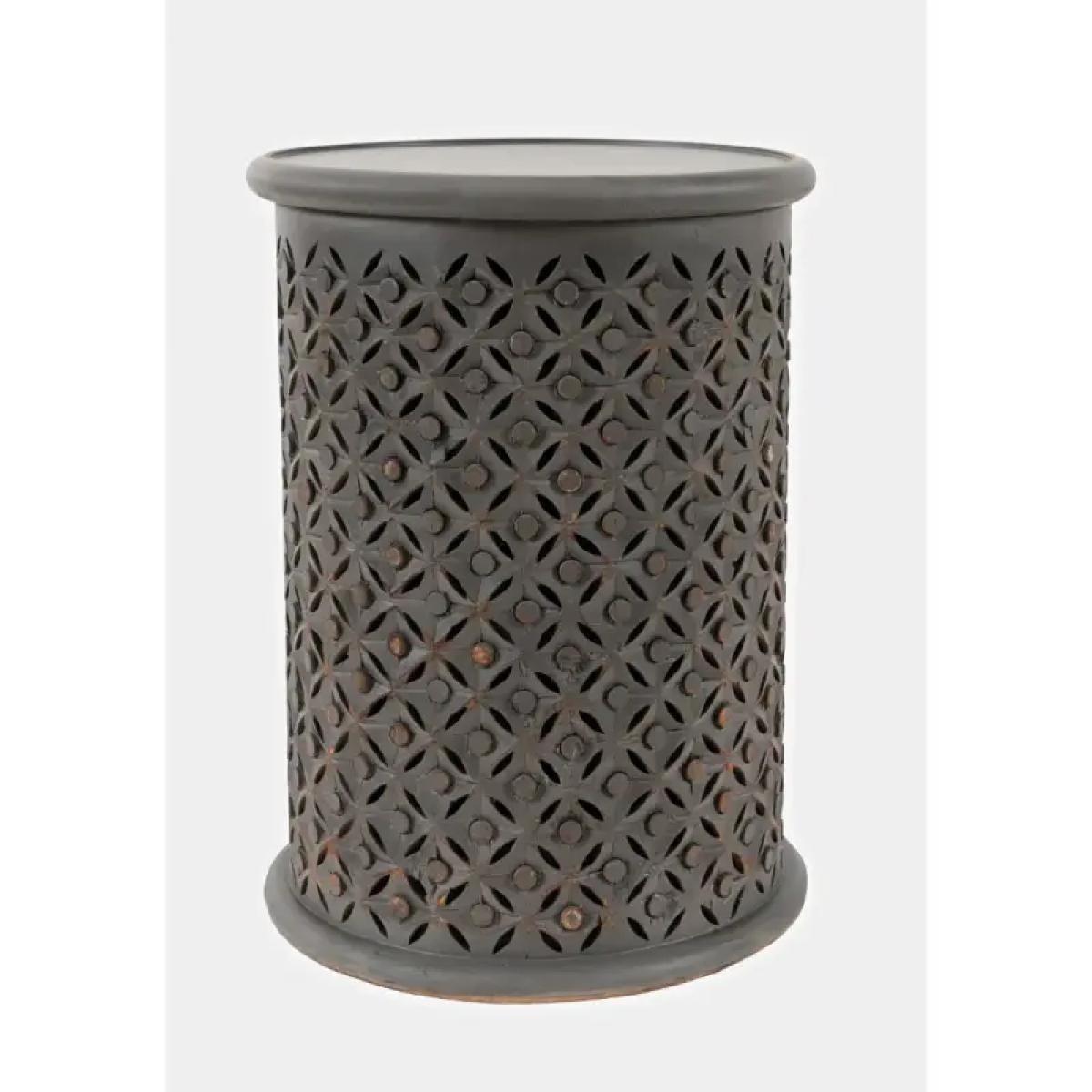 Decker Hand-carved Drum Accent Table - Image 2