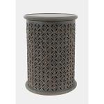 Decker Hand-carved Drum Accent Table
