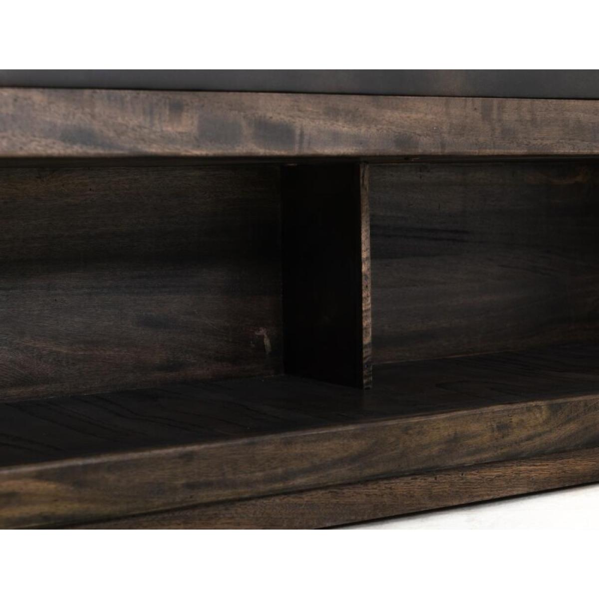 Wooden bench with a cushioned seat and open storage underneath - Balam - Image 7