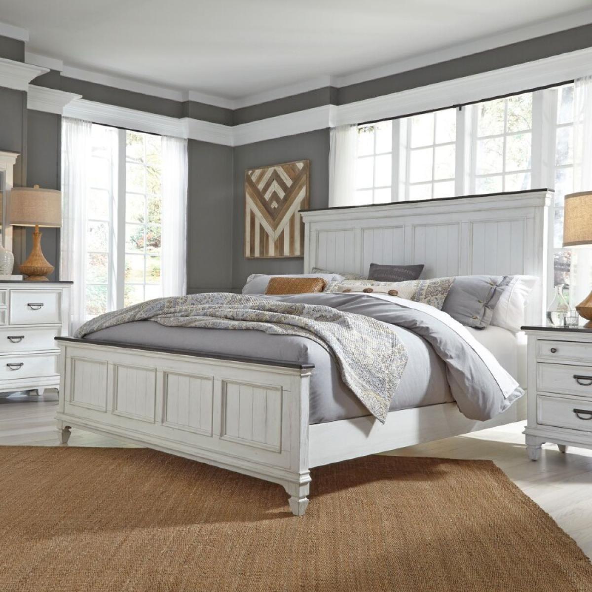King Panel Bed, Dresser & Mirror, Night Stand - Image 2