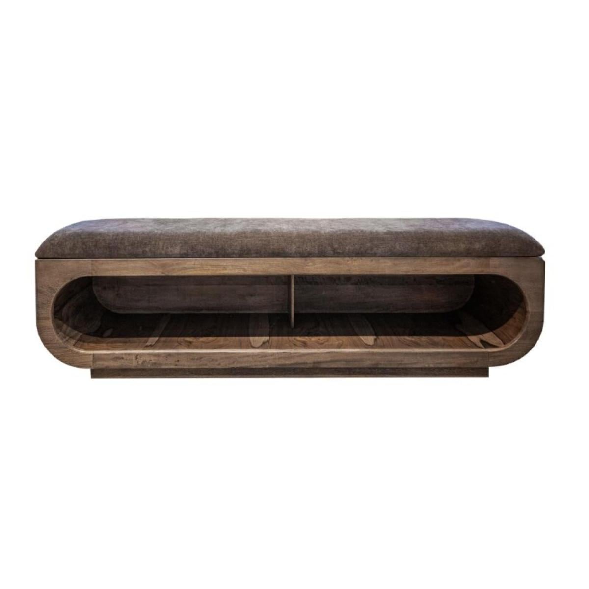 Wooden bench with a cushioned seat and open storage underneath. - Balam - Image 2