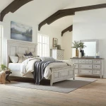Heartland Queen Panel Bed, Dresser & Mirror, Chest