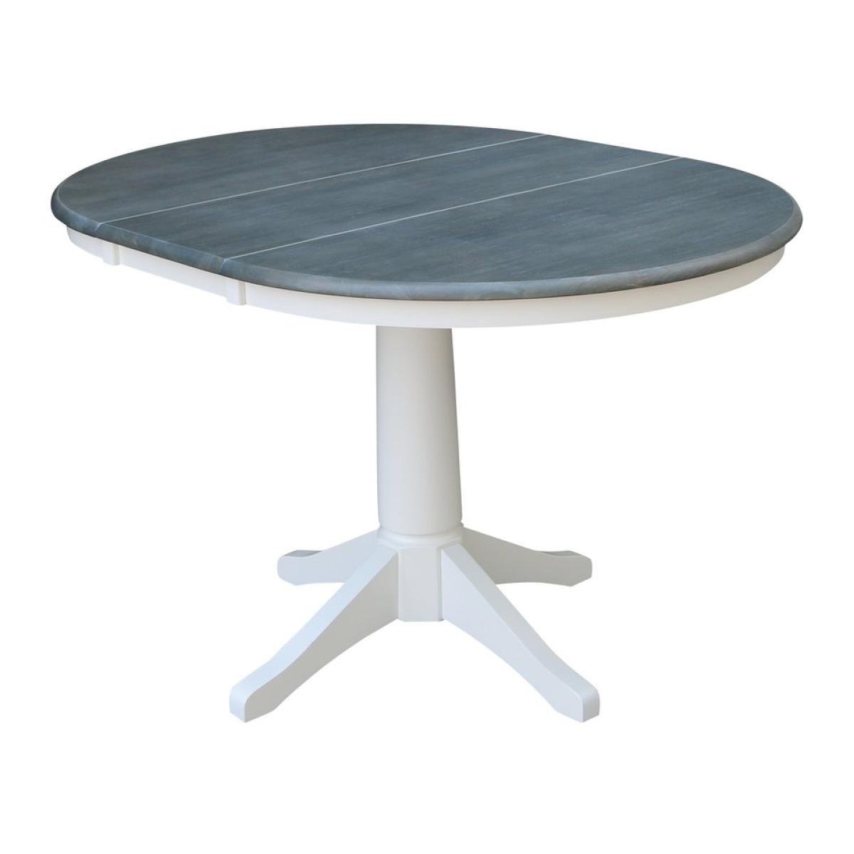 36" Extension Table Top w/ 30"H Transitional Pedestal in Heather Gray/ White - Image 2