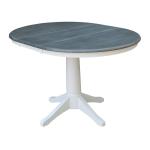 36" Extension Table Top w/ 30"H Transitional Pedestal in Heather Gray/ White