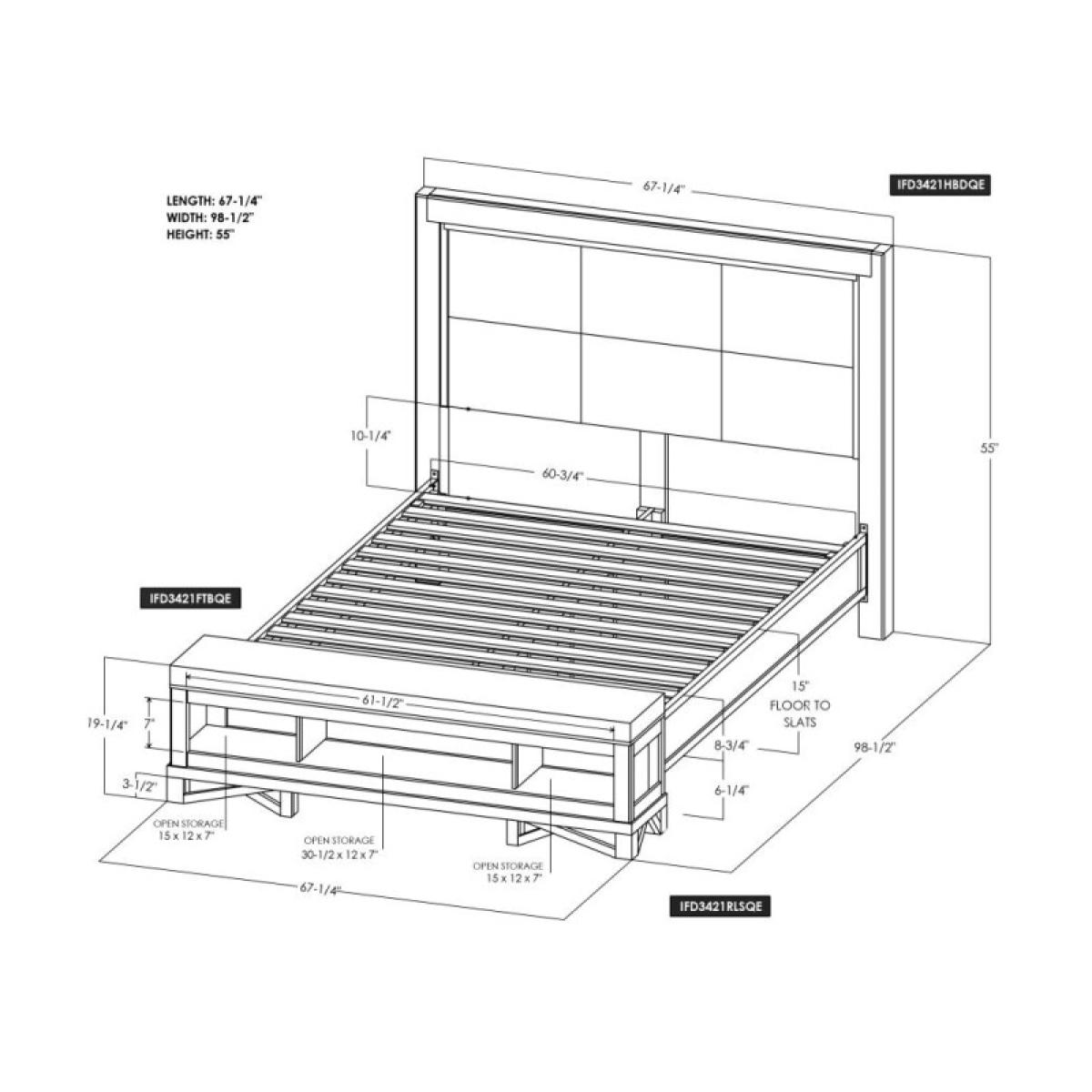 5/0 Queen footboard bench with three cubbies for storage - Walnut - Image 8