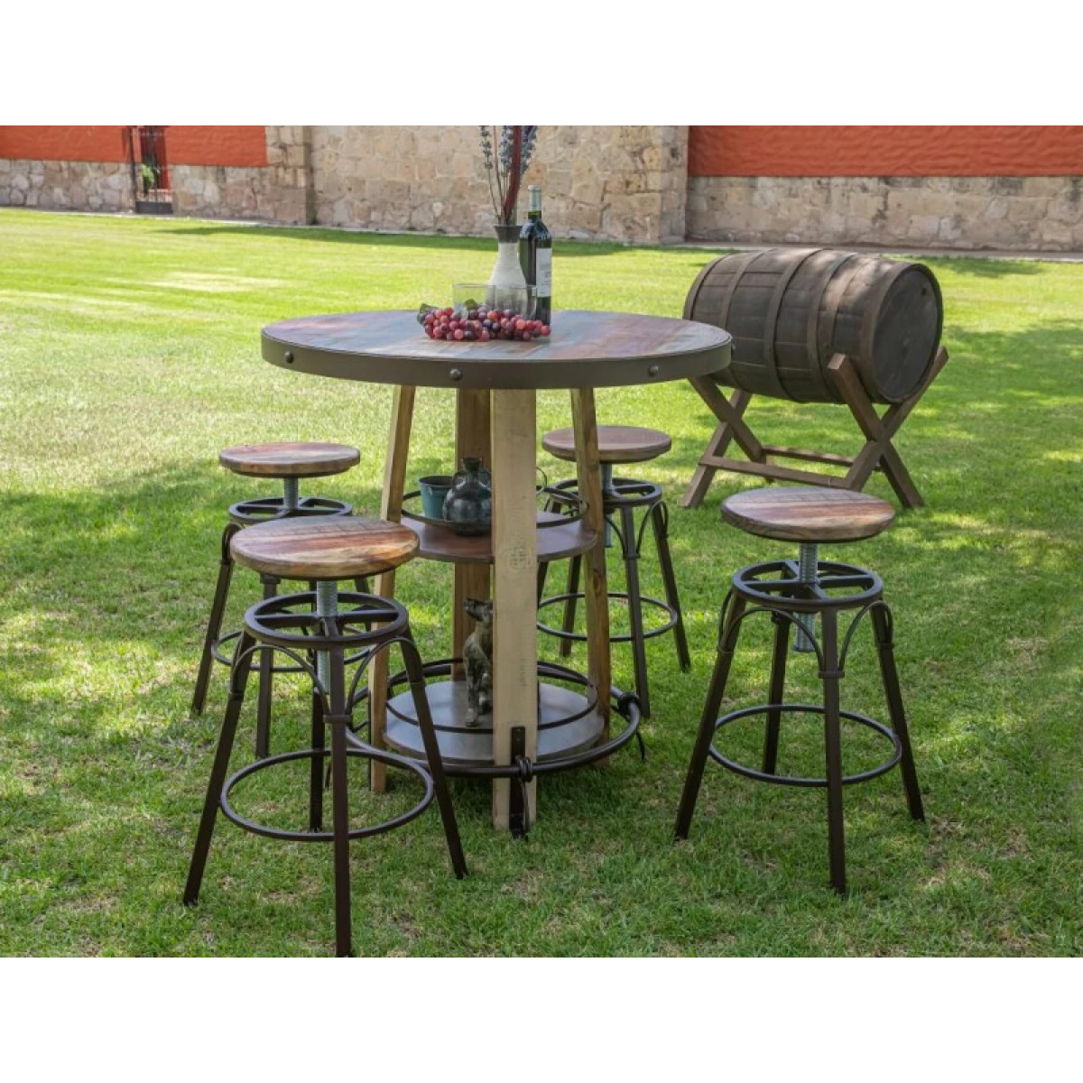 Antique Footrest & Shelves Bistro Table Base - Image 3
