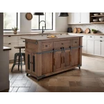 Parota 3 Drawer 4 Doors 2 Sliding Doors Wood Island - Image 5