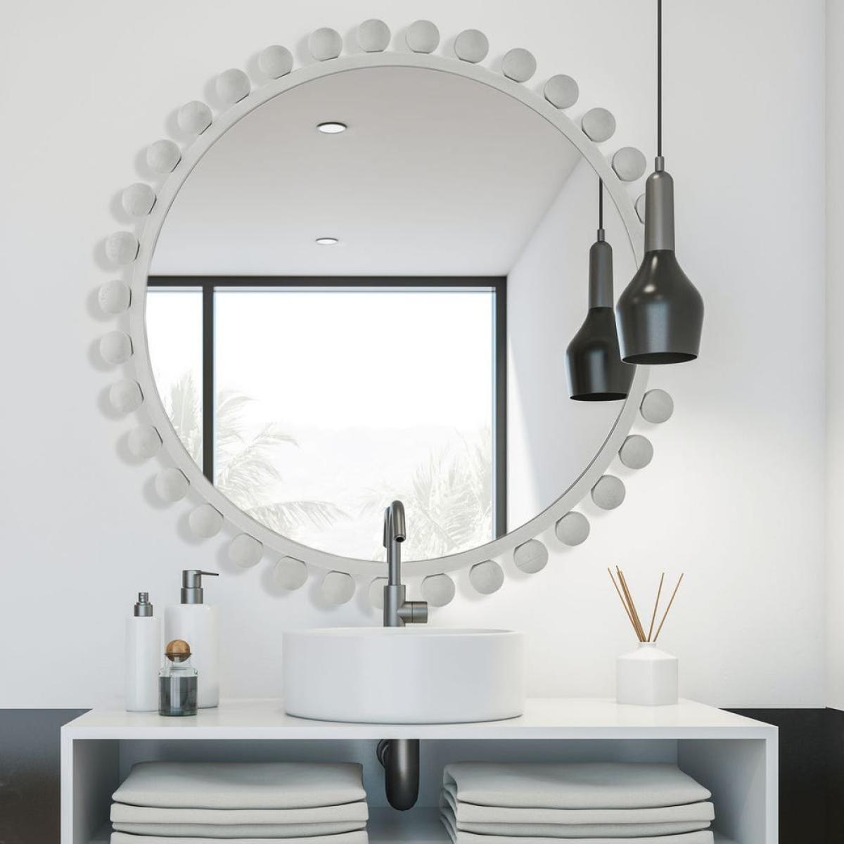 Cyra Round Mirror, White - Image 4